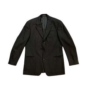 Vintage Hugo Boss Blazer Mens 46L Long Black Wool Notch Einstein Sigma Made USA